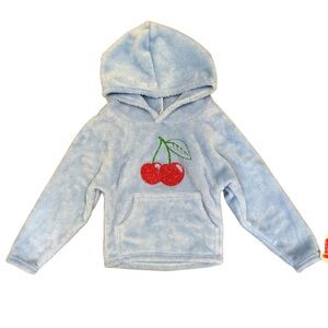 Made with Love and Kisses Solid Light Blue Cherry Sweatshirt girls size 4-5 NWT